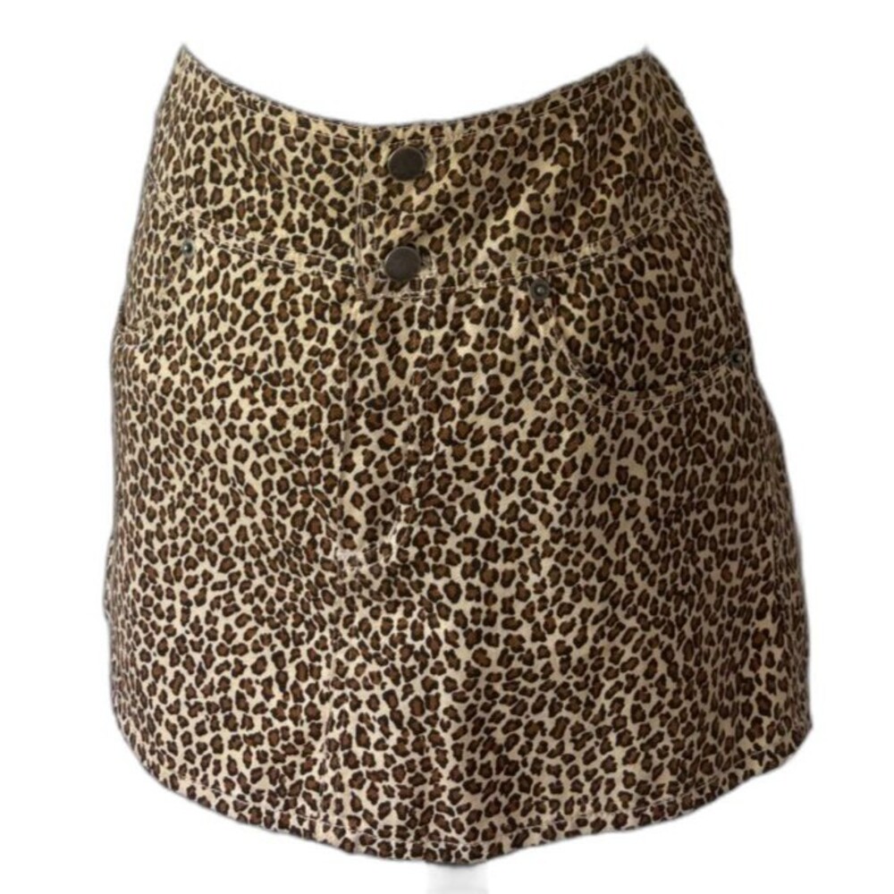 Y2K Leopard Print Rigid Cotton Paris Blues Mini Skirt Vintage Indie Sleaze 6